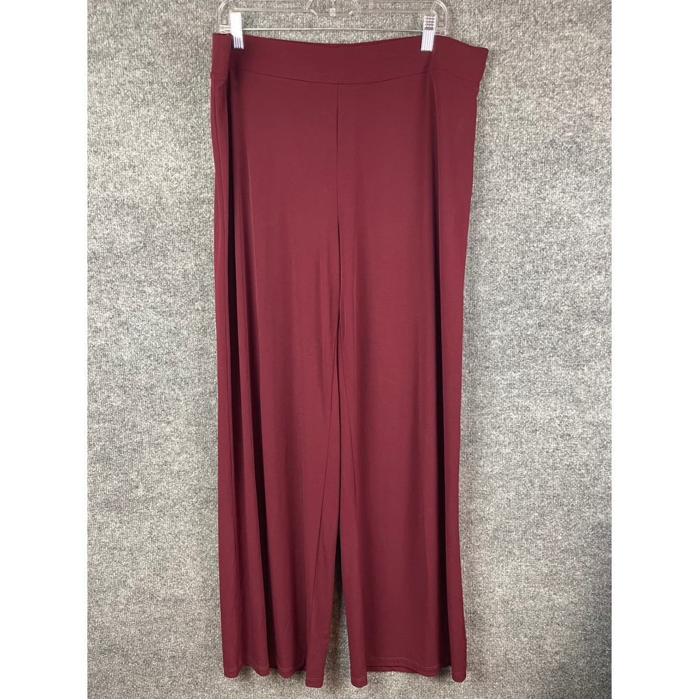 JM Collection Wide Leg Pants Women XL Burgundy Excellent Pull On Trousers